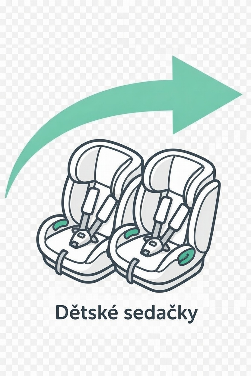 Transfer s dětskou sedačkou při parkování u letiště Praha