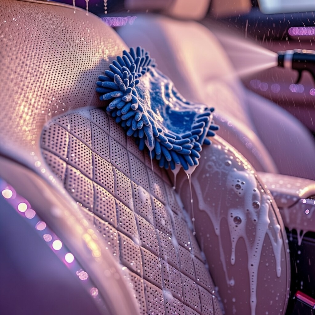 Hloubkové čištění sedadel během parkování u letiště Praha